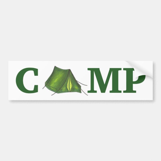 CAMP Grönt Tält sommarcamping Bumper Sticker Bildekal (Framsidan)