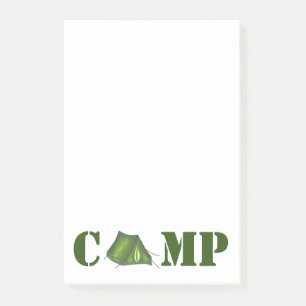 CAMP Grönt Tält sommarcampingplats sin ankomst frå Post-it Block