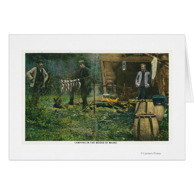 Camp Ground Scene of Manar Camping in Maine Hälsningskort (Framsidan Horizontal)