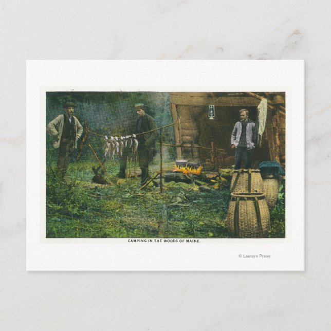 Camp Ground Scene of Manar Camping in Maine Vykort (Framsida)