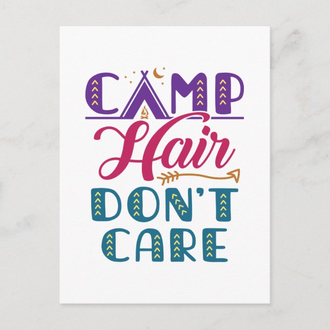 Camp Hair bryr sig inte kamper Camping Glamper Vykort (Framsida)