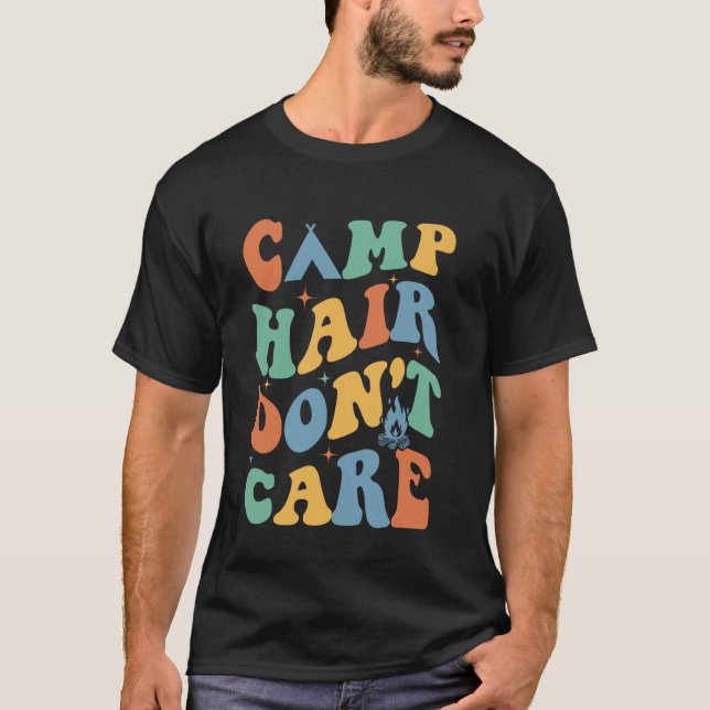 Camp Hair bryr sig inte om att Camping Älskare Cam T Shirt (Framsida)