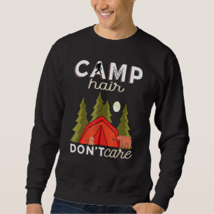 Camp Hair Dont Care Rv Van Camping som säger Lyckl Lång Ärmad Tröja