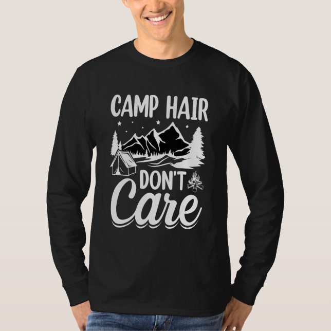 Camp Hår Bryr Sig Inte Om  Camping Campare Lycka G T Shirt (Framsida)