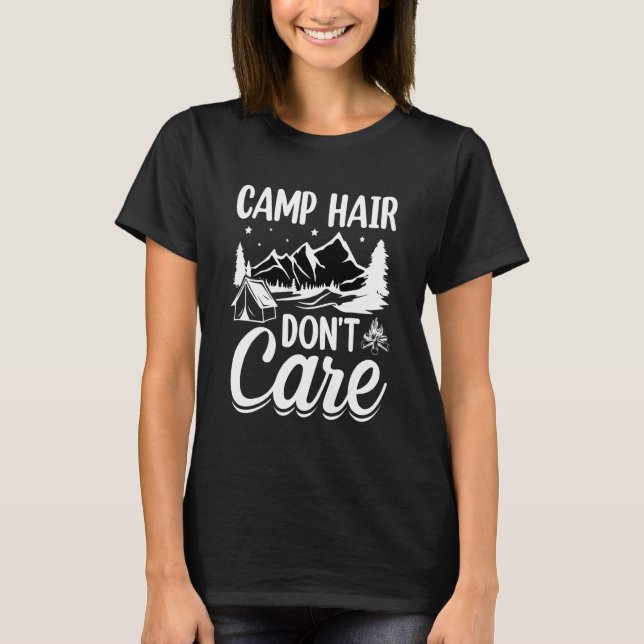 Camp Hår Bryr Sig Inte Om  Camping Campare Lycka G T Shirt (Framsida)