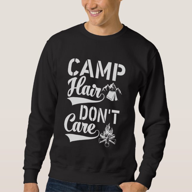 Camp Hår Bryr Sig Inte Om  Camping Camper Lycka Gl Lång Ärmad Tröja (Framsida)
