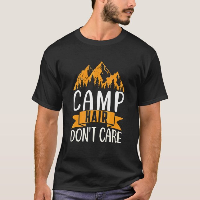Camp Hår Bryr Sig Inte Om  Camping Camper Lycka Gl T Shirt (Framsida)