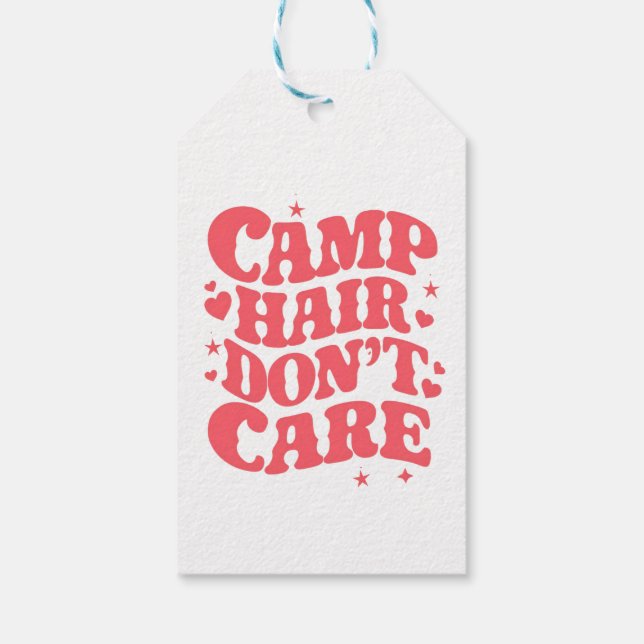 Camp Hår Spelar Ingen Roll Sommar Camping Flickor  Presentetikett (Baksidan)