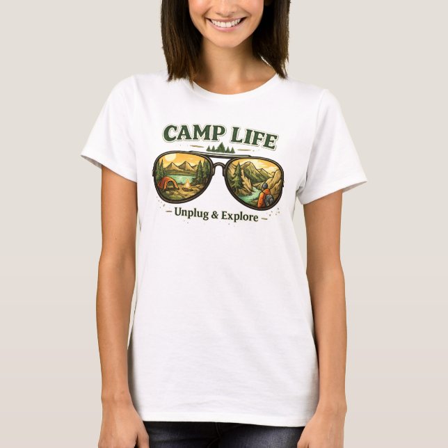Camp Life Feels Right Women’s Camping T-Shirt USA (Framsida)