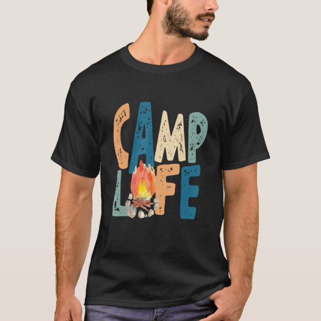 Camp Life Groovy Vibes Matching Family Camping Sum T Shirt (Framsida)