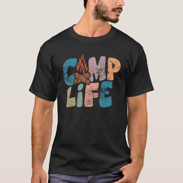 Camp Life Happy Camper Love Camping Life T Shirt (Framsida)