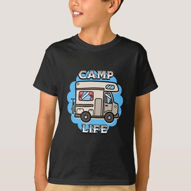 Camp Life | Retro Camper T Shirt (Framsida)