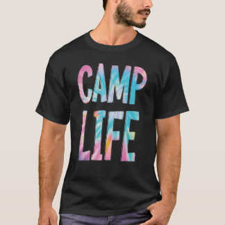 Camp Life Tie Die Summer Top för Girls, sommarläge T Shirt