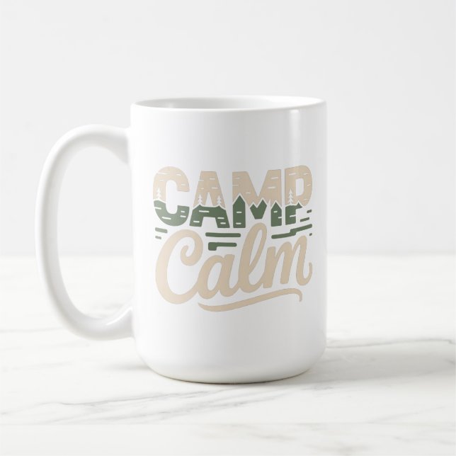 CAMP LUGN – Minimalistisk Utomhus Natur Typografi Kaffemugg (Vänster)