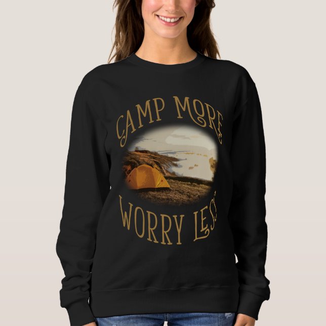 Camp More Inspirational Amusing Camping Quote T Shirt (Framsida)