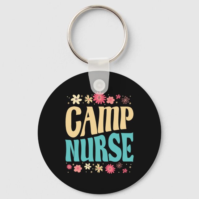 Camp Nurse Floral Outfit Summer Camping Registered Nyckelring (Framsida)