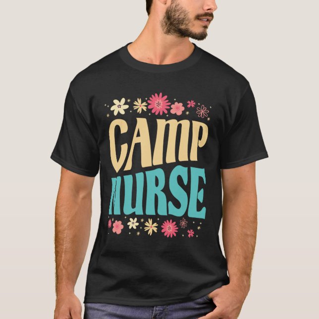 Camp Nurse Floral Outfit Summer Camping Registered T Shirt (Framsida)