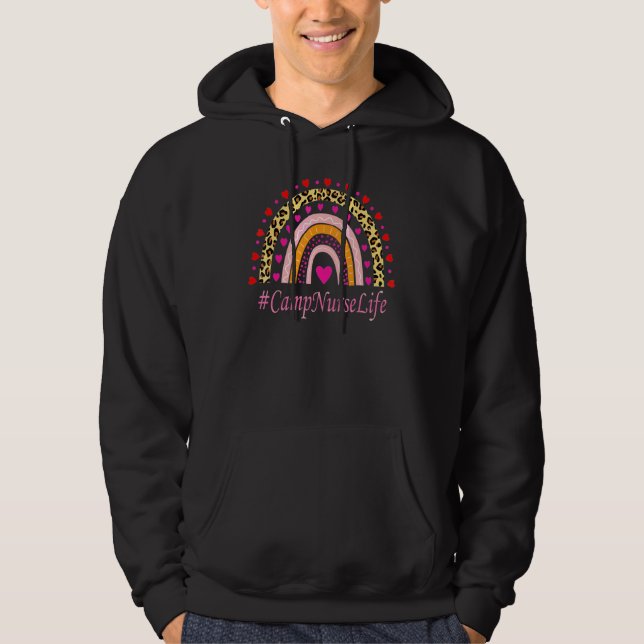Camp Nurse Leopard Rainbow Nurses vecka Hoodie (Framsida)