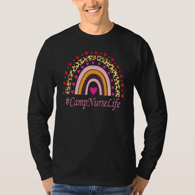 Camp Nurse Leopard Rainbow Nurses vecka T Shirt (Framsida)