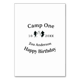 Camp one happy birthday name date campingadventure bordsnummer