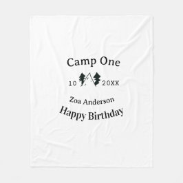 Camp one happy birthday name date campingadventure fleecefilt