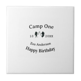 Camp one happy birthday name date campingadventure kakelplatta