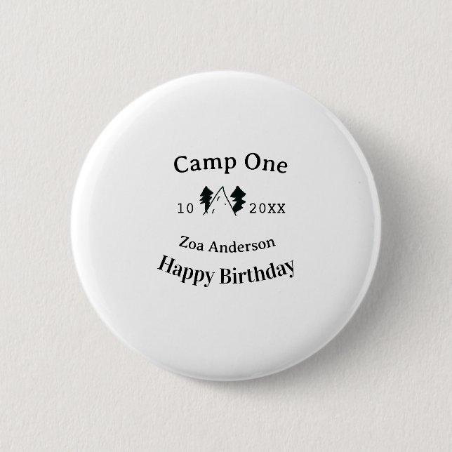 Camp one happy birthday name date campingadventure knapp (Framsida)