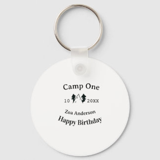 Camp one happy birthday name date campingadventure nyckelring