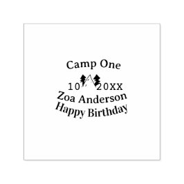 Camp one happy birthday name date campingadventure självfärgande stämpel