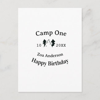 Camp one happy birthday name date campingadventure vykort