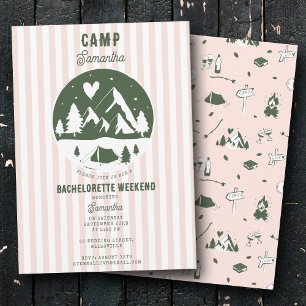 Camp Sängkammarfest Campa Helg Pink Inbjudningar