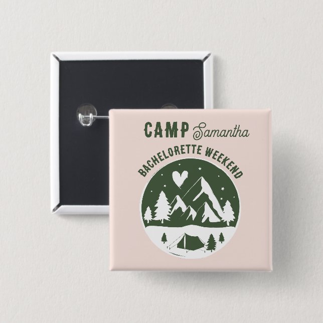 Camp Sängkammarfest Campa Helg Vecka Rosa Knapp (Framsida & baksida)