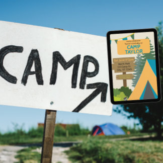 Camp & Sign Birthday Inbjudningar