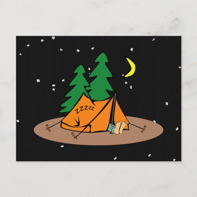 Camp Snore ~ Black & Starlike Background Vykort (Framsida)