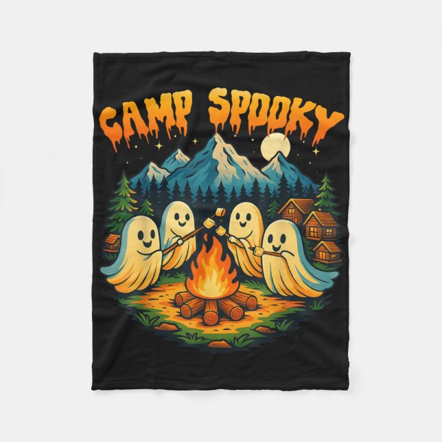 Camp Spooky Summerween Summer Halloween Cute Ghost Fleecefilt (Framsidan)