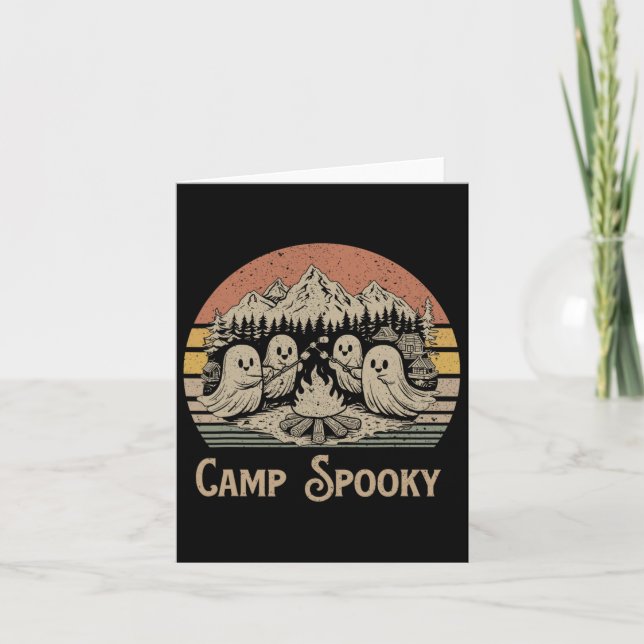 Camp Spooky Summerween Summer Halloween Cute Ghost Kort (Framsida)
