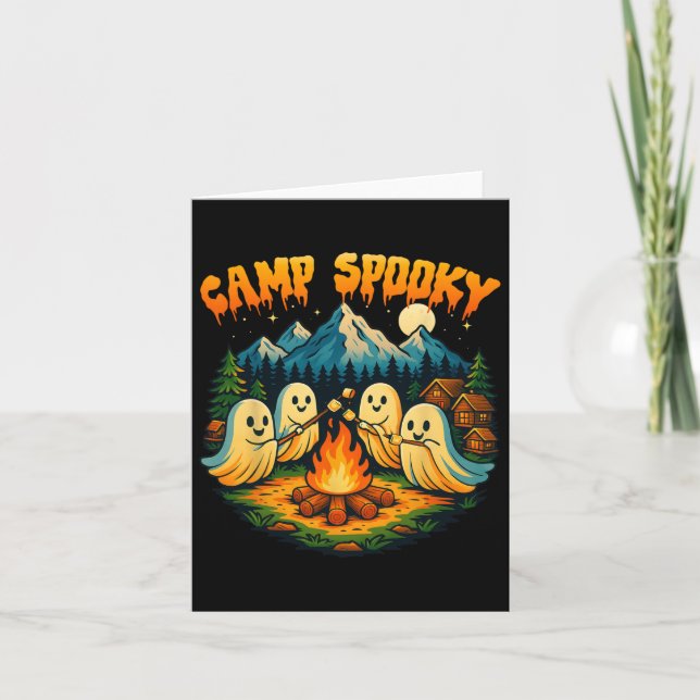 Camp Spooky Summerween Summer Halloween Cute Ghost Kort (Framsida)