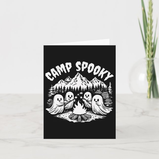 Camp Spooky Summerween Summer Halloween Cute Ghost Kort (Framsida)