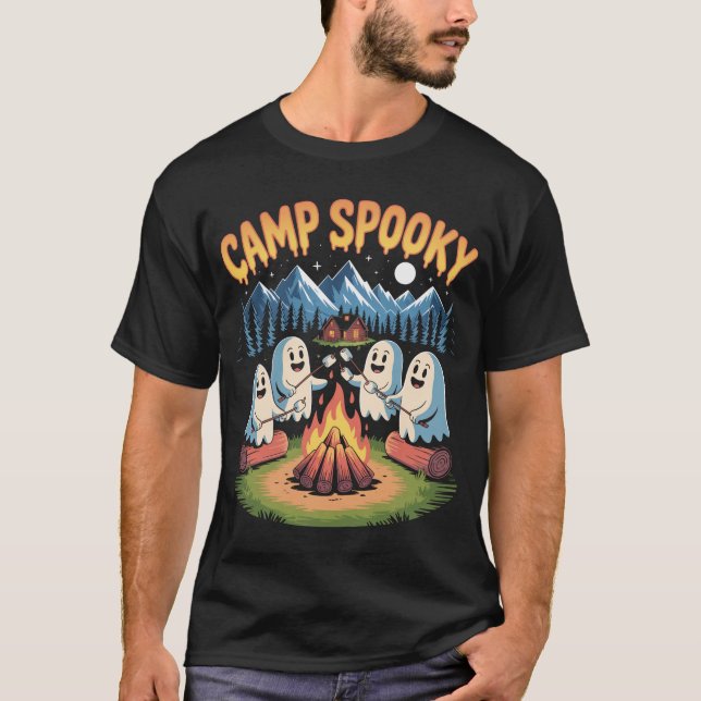 Camp Spooky Summerween Summer Halloween Ghost T Shirt (Framsida)