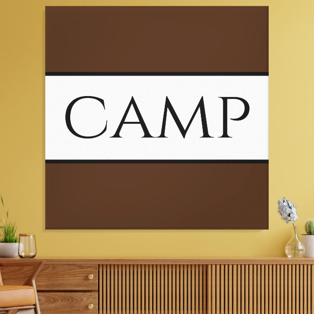 CAMP Sporty Retro Bold Brown White Wide Rand Canvastryck (Insitu (Vardagsrum))