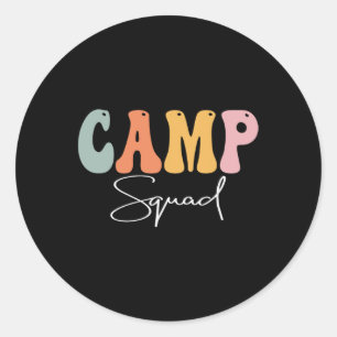 Camp Squad Retro Groovy Vintage Lycklig första dag Runt Klistermärke
