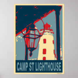 Camp St Lighthouse i Blue and Red. Poster