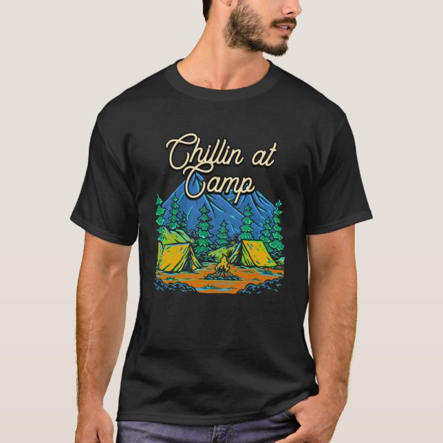 Camp Summer Camping Tropical Camper Hiking T Shirt (Framsida)