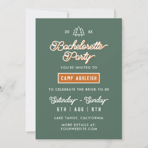 Camp Theme Bachelorette Party Rustic Äventyr Inbjudningar