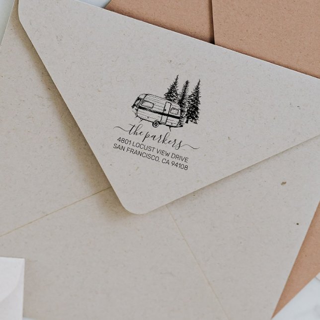 Camp Theme | Returadress för Namnteckning av famil Stämpel (Skapare uppladdad)