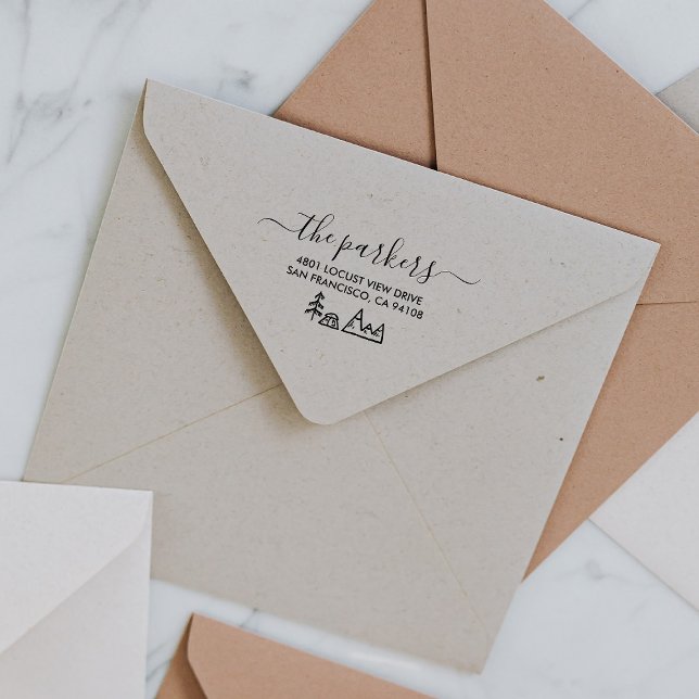 Camp Theme | Returadress för Namnteckning av famil Stämpel (Skapare uppladdad)