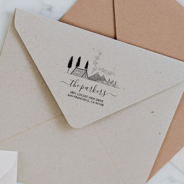 Camp Theme | Returadress för Namnteckning av famil Stämpel (Skapare uppladdad)