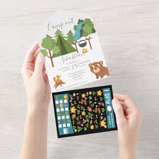 Camp ut Party med spel i bak-inbjudan (Tearaway)