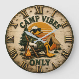 Camp Vibes Only Funny Camping Duck Rustic Outdoor Stor Klocka