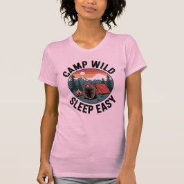 Camp Wild Sleep Easy-Bear Camping Vintage Sunset T Shirt